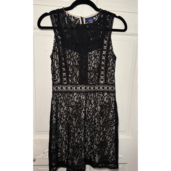 Disney Beauty and the Beast Girls Black & Beige Sleeveless Back Zip Dress Size M - Picture 1 of 5